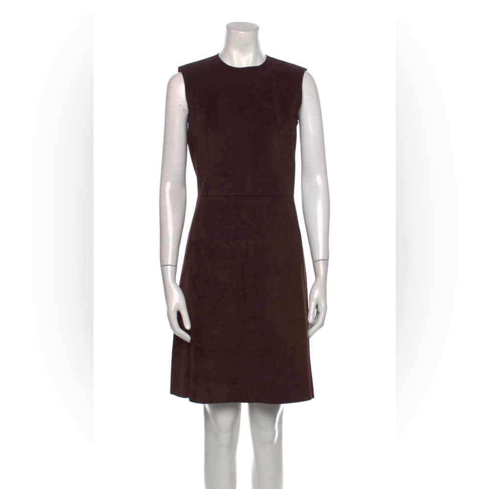 Céline Calfskin Suede Shift Dress Brown FR38 / US6
